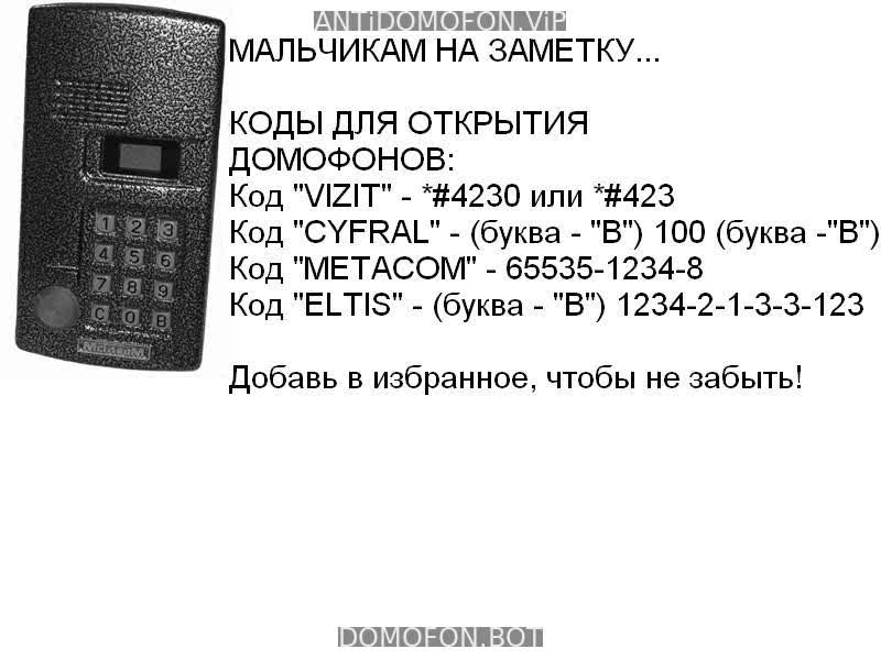 База кодов от домофонов Ульяновск